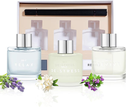 3 Pack Fragrance Reed Diffuser, 50ML Lavender Jasmine Lemongrass