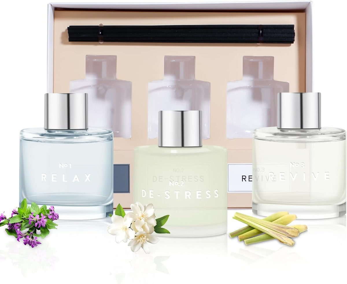 3 Pack Fragrance Reed Diffuser, 50ML Lavender Jasmine Lemongrass