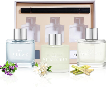 3 Pack Fragrance Reed Diffuser, 50ML Lavender Jasmine Lemongrass