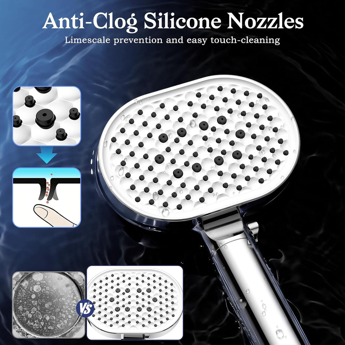 Filtered Shower Head with Handheld,High Pressure 4 Mode Shower with Filters | 6’’ Panel Shower Heads, Remove Chlorine & Reduce Dry Itchy Skin, Anti-clog Nozzles for Hard Water, Power Wash Showerhead