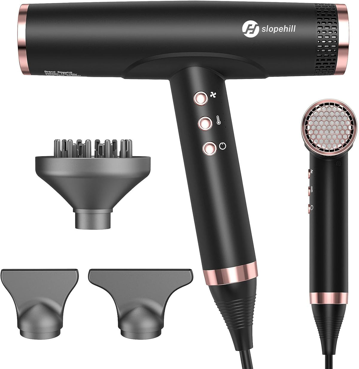 Professional Ionic Hair Dryer, High-Speed Blow Dryer with Brushless Motor for Salon Use, Lightweight Compact Hairdryer for Travel, Low Noise Quiet for Home, Ceramic Pink