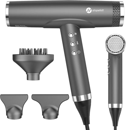 Professional Ionic Hair Dryer, High-Speed Blow Dryer with Brushless Motor for Salon Use, Lightweight Compact Hairdryer for Travel, Low Noise Quiet for Home, Ceramic Pink