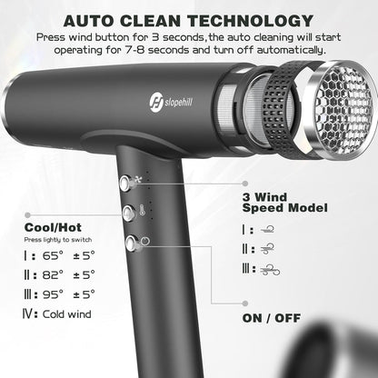 Professional Ionic Hair Dryer, High-Speed Blow Dryer with Brushless Motor for Salon Use, Lightweight Compact Hairdryer for Travel, Low Noise Quiet for Home, Ceramic Pink