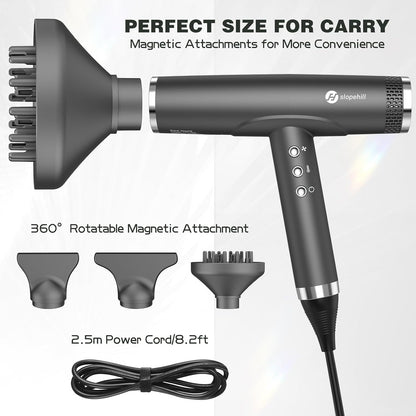 Professional Ionic Hair Dryer, High-Speed Blow Dryer with Brushless Motor for Salon Use, Lightweight Compact Hairdryer for Travel, Low Noise Quiet for Home, Ceramic Pink