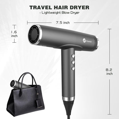 Professional Ionic Hair Dryer, High-Speed Blow Dryer with Brushless Motor for Salon Use, Lightweight Compact Hairdryer for Travel, Low Noise Quiet for Home, Ceramic Pink