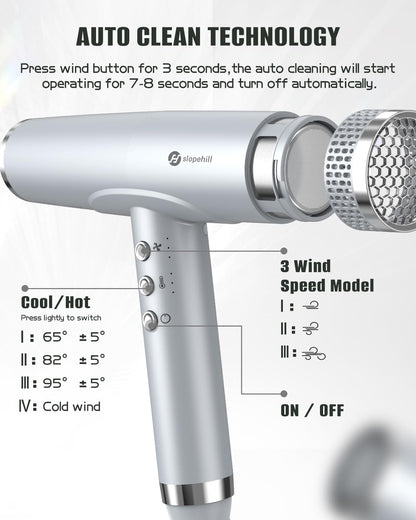 Professional Ionic Hair Dryer, High-Speed Blow Dryer with Brushless Motor for Salon Use, Lightweight Compact Hairdryer for Travel, Low Noise Quiet for Home, Ceramic Pink