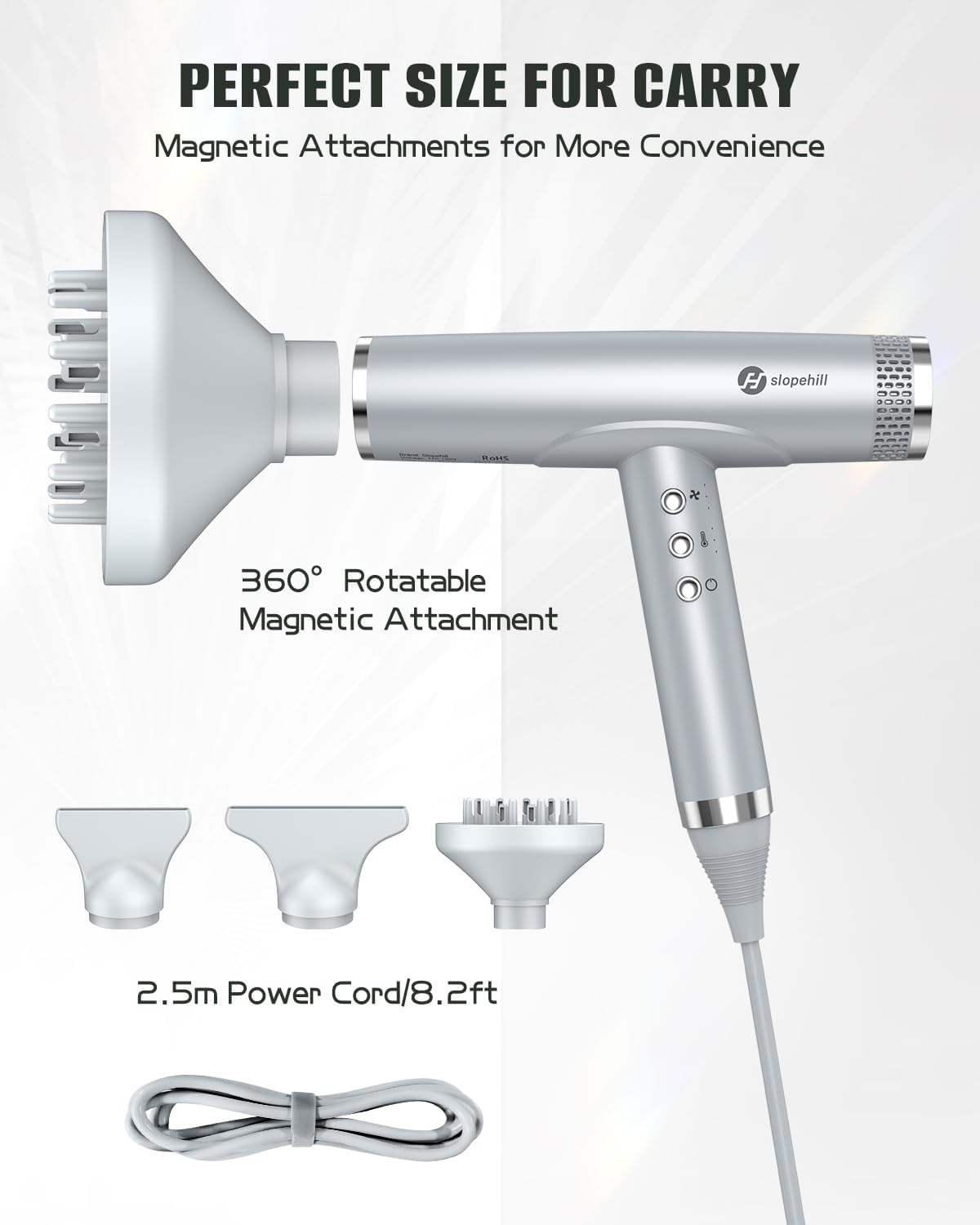 Professional Ionic Hair Dryer, High-Speed Blow Dryer with Brushless Motor for Salon Use, Lightweight Compact Hairdryer for Travel, Low Noise Quiet for Home, Ceramic Pink