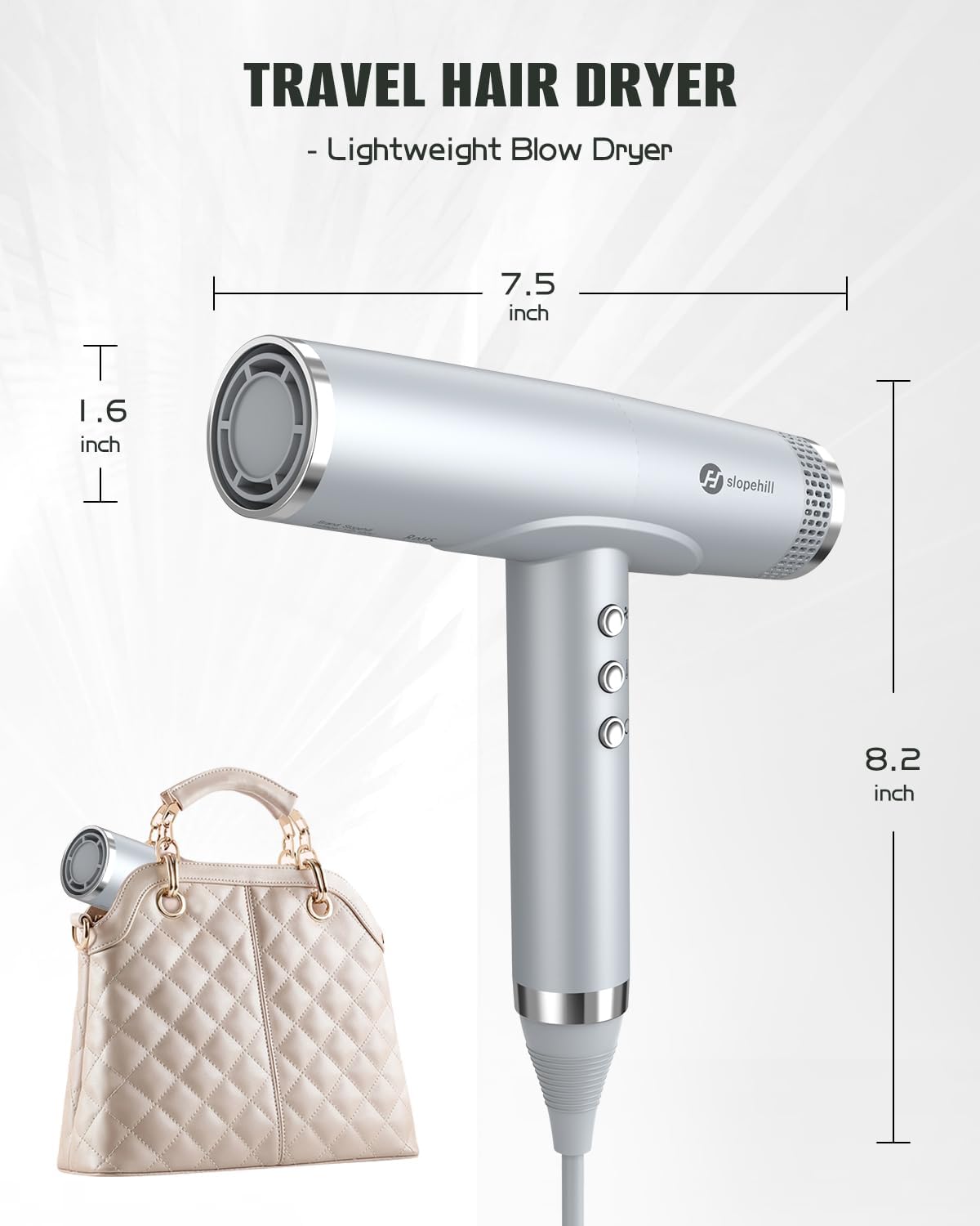 Professional Ionic Hair Dryer, High-Speed Blow Dryer with Brushless Motor for Salon Use, Lightweight Compact Hairdryer for Travel, Low Noise Quiet for Home, Ceramic Pink