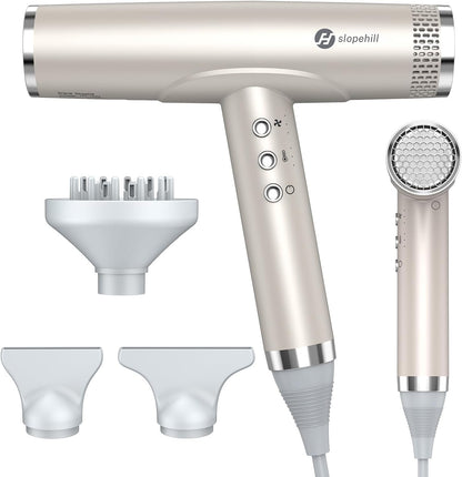 Professional Ionic Hair Dryer, High-Speed Blow Dryer with Brushless Motor for Salon Use, Lightweight Compact Hairdryer for Travel, Low Noise Quiet for Home, Ceramic Pink