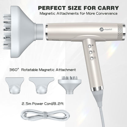 Professional Ionic Hair Dryer, High-Speed Blow Dryer with Brushless Motor for Salon Use, Lightweight Compact Hairdryer for Travel, Low Noise Quiet for Home, Ceramic Pink
