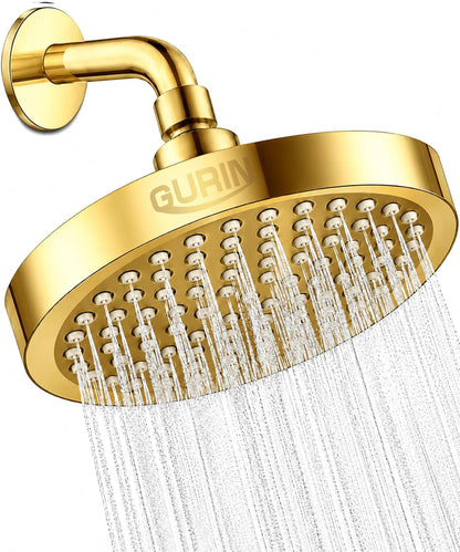 Shower Head - Luxury Polished Chrome Finish - Rain Showerhead 6 Inch | High Pressure Shower Heads with Adjustable Angles, 90 Anti-Clog Nozzles, Tool-Free 1-Min Install