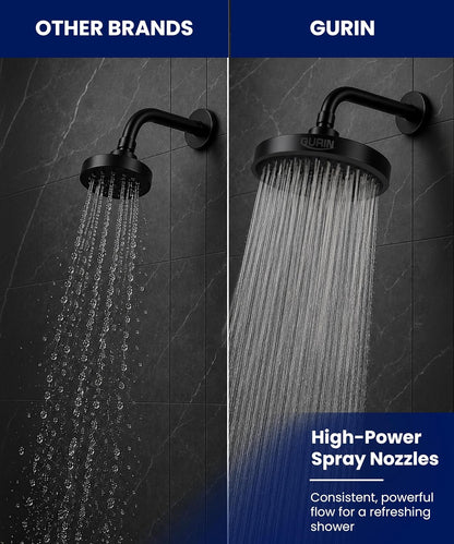 Shower Head - Luxury Polished Chrome Finish - Rain Showerhead 6 Inch | High Pressure Shower Heads with Adjustable Angles, 90 Anti-Clog Nozzles, Tool-Free 1-Min Install