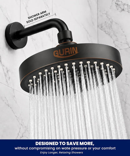 Shower Head - Luxury Polished Chrome Finish - Rain Showerhead 6 Inch | High Pressure Shower Heads with Adjustable Angles, 90 Anti-Clog Nozzles, Tool-Free 1-Min Install
