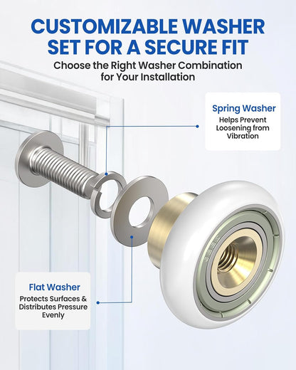 19mm Shower Door Rollers Replacement with Nylon Wheels & Bearing