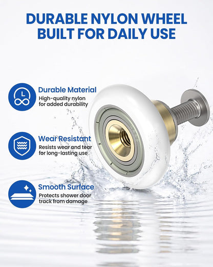 19mm Shower Door Rollers Replacement with Nylon Wheels & Bearing