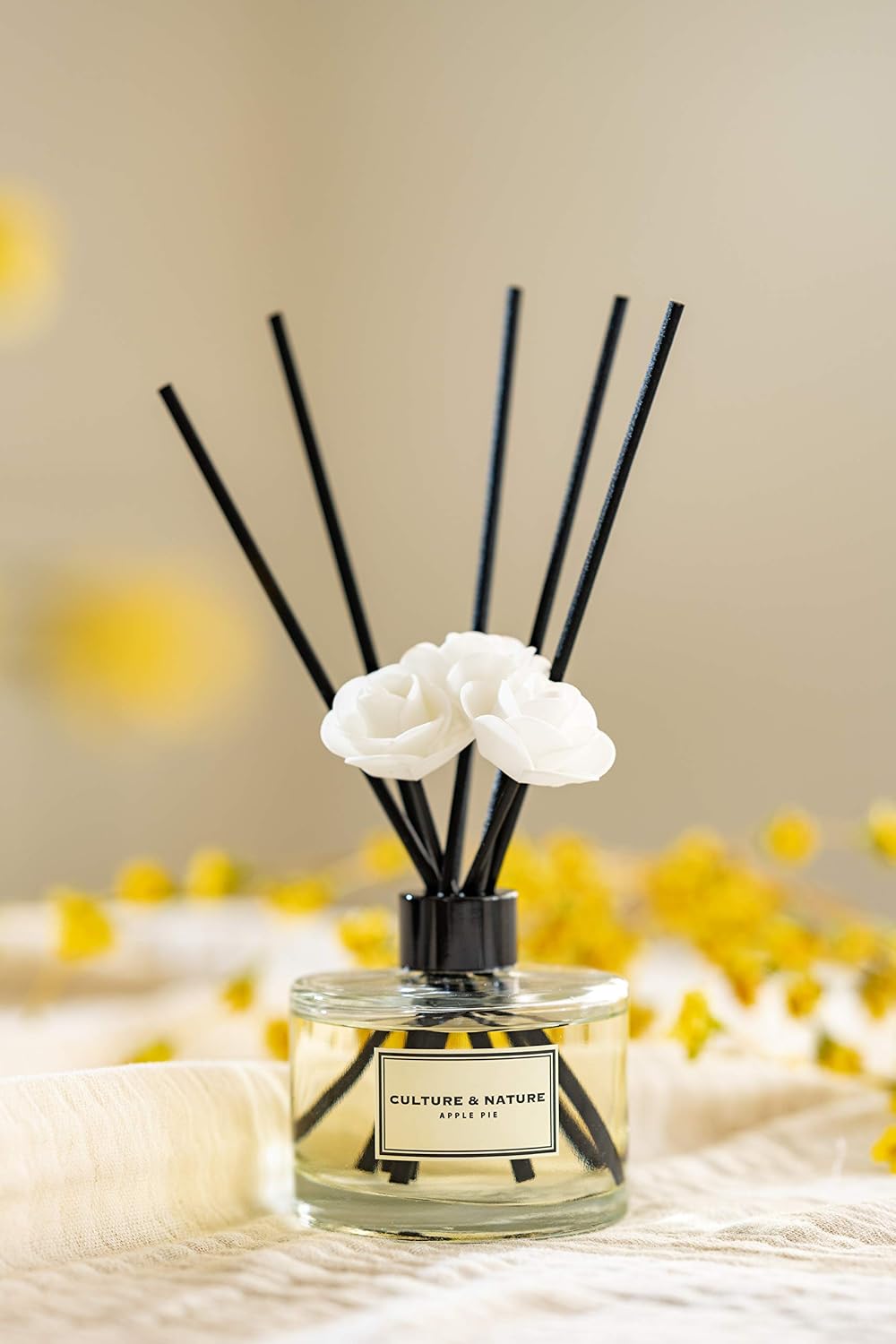 Reed Diffuser Set 6.7oz (200ml) Clean Cotton Scented Diffuser with Sticks Home Fragrance Reed Diffuser for Bathroom Shelf Decor