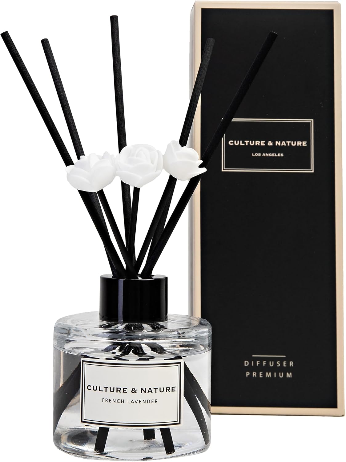 Reed Diffuser Set 6.7oz (200ml) Clean Cotton Scented Diffuser with Sticks Home Fragrance Reed Diffuser for Bathroom Shelf Decor