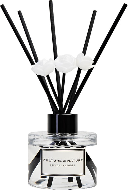 Reed Diffuser Set 6.7oz (200ml) Clean Cotton Scented Diffuser with Sticks Home Fragrance Reed Diffuser for Bathroom Shelf Decor