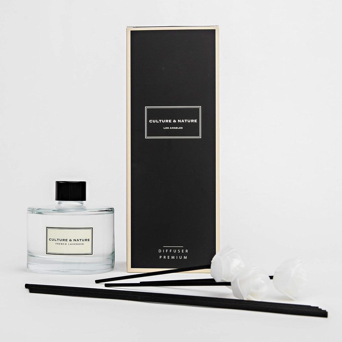 Reed Diffuser Set 6.7oz (200ml) Clean Cotton Scented Diffuser with Sticks Home Fragrance Reed Diffuser for Bathroom Shelf Decor