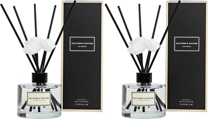 Reed Diffuser Set 6.7oz (200ml) Clean Cotton Scented Diffuser with Sticks Home Fragrance Reed Diffuser for Bathroom Shelf Decor