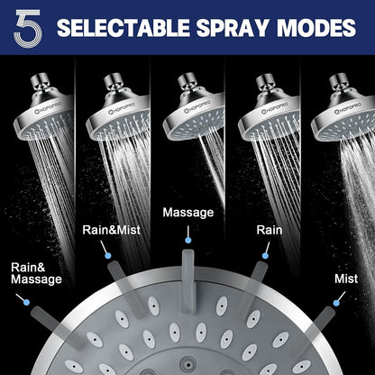 High Pressure Shower Head, 5-Mode Fixed Showerhead, NBC Recommended