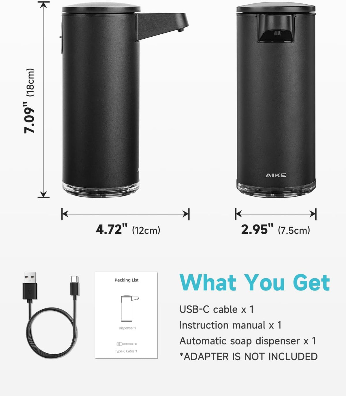 SensePro Automatic Soap Dispenser 12.8oz Spot Resist Matte Black