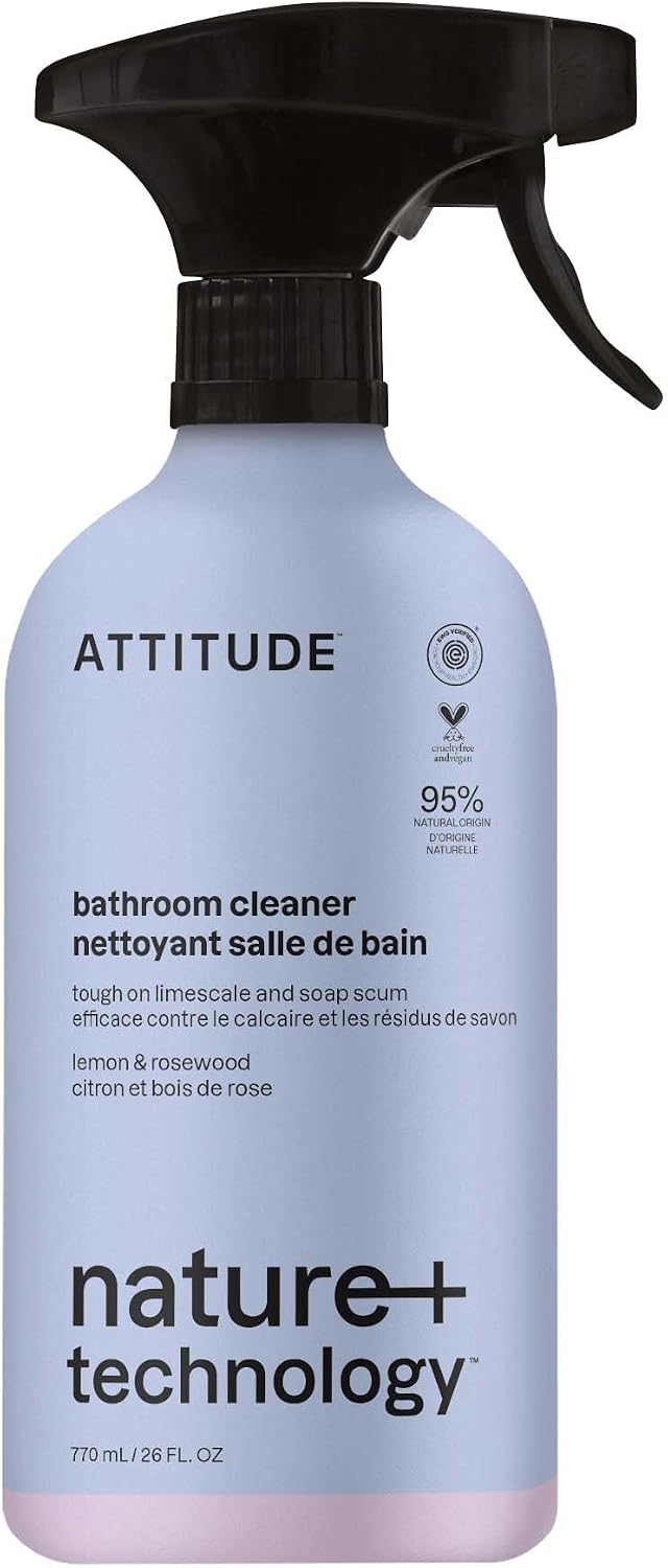 Bathroom Cleaner Spray, EWG Verified, Plant-Based & Vegan, Safe for Bathroom Surfaces, Tiles, Tubs, Shower Walls, and Grout, Citrus Zest Scent, 27.1 Fl Oz