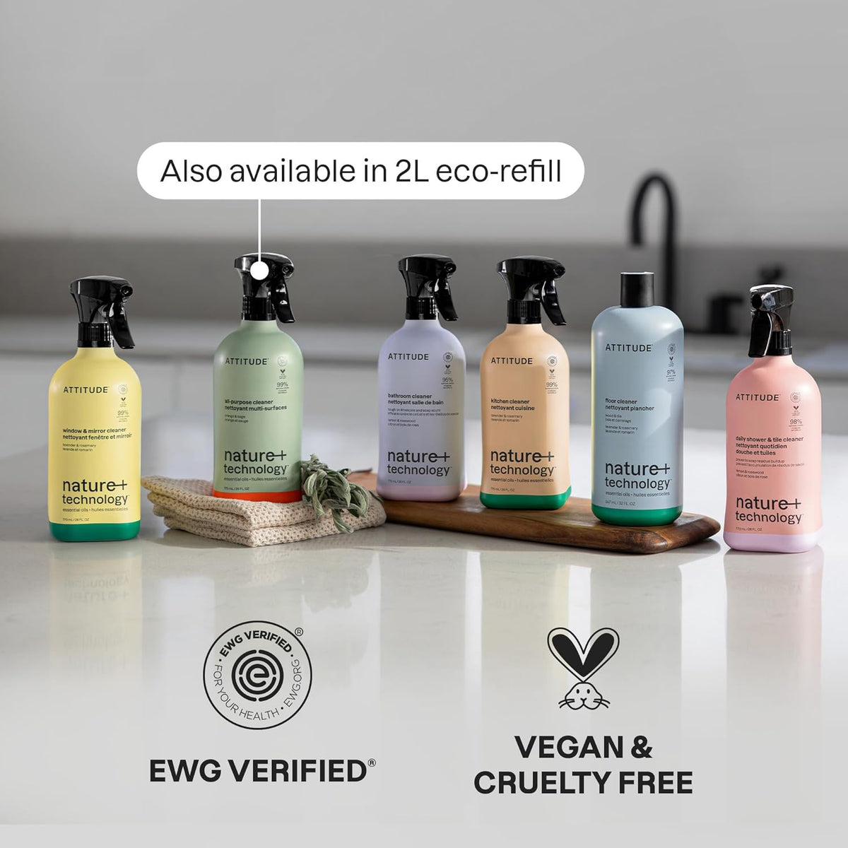 Bathroom Cleaner Spray, EWG Verified, Plant-Based & Vegan, Safe for Bathroom Surfaces, Tiles, Tubs, Shower Walls, and Grout, Citrus Zest Scent, 27.1 Fl Oz
