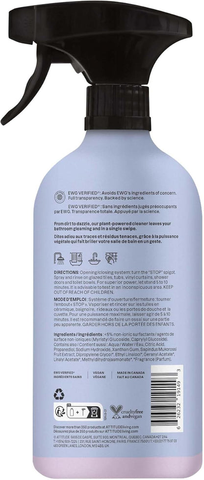 Bathroom Cleaner Spray, EWG Verified, Plant-Based & Vegan, Safe for Bathroom Surfaces, Tiles, Tubs, Shower Walls, and Grout, Citrus Zest Scent, 27.1 Fl Oz