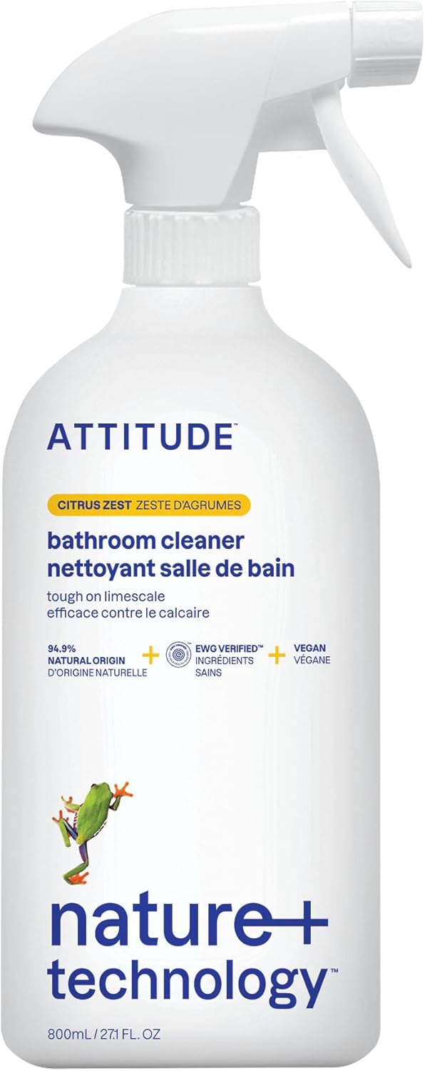 Bathroom Cleaner Spray, EWG Verified, Plant-Based & Vegan, Safe for Bathroom Surfaces, Tiles, Tubs, Shower Walls, and Grout, Citrus Zest Scent, 27.1 Fl Oz