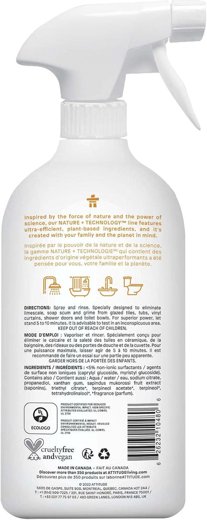 Bathroom Cleaner Spray, EWG Verified, Plant-Based & Vegan, Safe for Bathroom Surfaces, Tiles, Tubs, Shower Walls, and Grout, Citrus Zest Scent, 27.1 Fl Oz