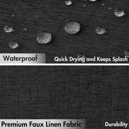 Beige Scalloped Shower Curtain Linen Textured with 12 Metal Hooks Cute Heavy Duty Washable Waterproof Neutral Thick Cloth Shower Curtains with Black Border for Bathroom Bathtub,W72*L72 Cream