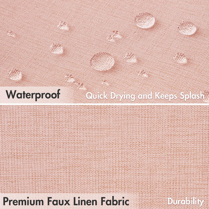 Beige Scalloped Shower Curtain Linen Textured with 12 Metal Hooks Cute Heavy Duty Washable Waterproof Neutral Thick Cloth Shower Curtains with Black Border for Bathroom Bathtub,W72*L72 Cream