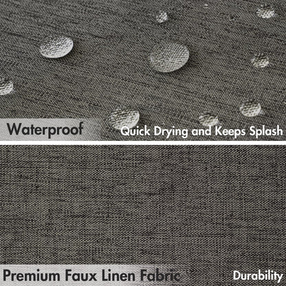 Beige Scalloped Shower Curtain Linen Textured with 12 Metal Hooks Cute Heavy Duty Washable Waterproof Neutral Thick Cloth Shower Curtains with Black Border for Bathroom Bathtub,W72*L72 Cream