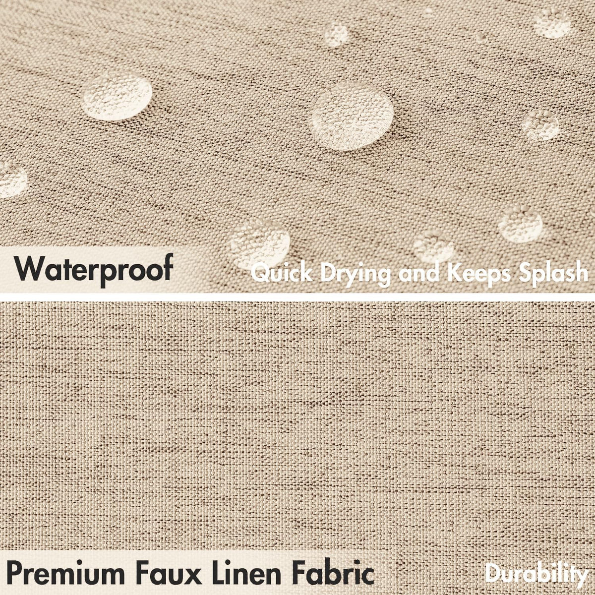 Beige Scalloped Shower Curtain Linen Textured with 12 Metal Hooks Cute Heavy Duty Washable Waterproof Neutral Thick Cloth Shower Curtains with Black Border for Bathroom Bathtub,W72*L72 Cream