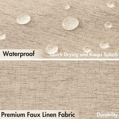 Beige Scalloped Shower Curtain Linen Textured with 12 Metal Hooks Cute Heavy Duty Washable Waterproof Neutral Thick Cloth Shower Curtains with Black Border for Bathroom Bathtub,W72*L72 Cream