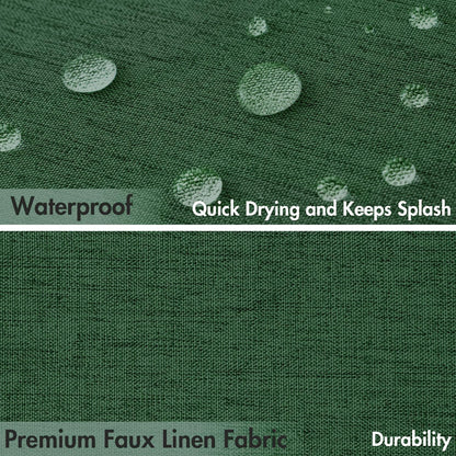 Beige Scalloped Shower Curtain Linen Textured with 12 Metal Hooks Cute Heavy Duty Washable Waterproof Neutral Thick Cloth Shower Curtains with Black Border for Bathroom Bathtub,W72*L72 Cream