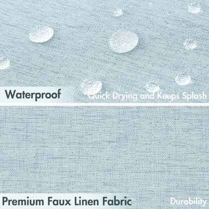 Beige Scalloped Shower Curtain Linen Textured with 12 Metal Hooks Cute Heavy Duty Washable Waterproof Neutral Thick Cloth Shower Curtains with Black Border for Bathroom Bathtub,W72*L72 Cream