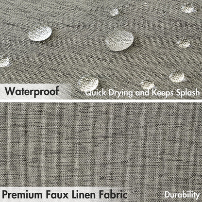 Beige Scalloped Shower Curtain Linen Textured with 12 Metal Hooks Cute Heavy Duty Washable Waterproof Neutral Thick Cloth Shower Curtains with Black Border for Bathroom Bathtub,W72*L72 Cream