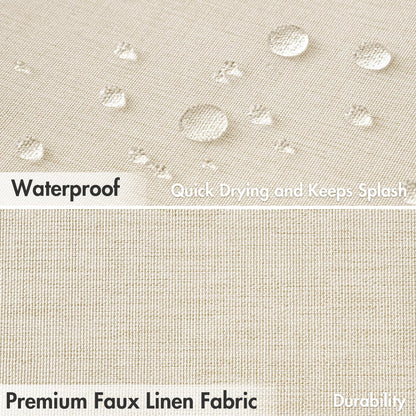 Beige Scalloped Shower Curtain Linen Textured with 12 Metal Hooks Cute Heavy Duty Washable Waterproof Neutral Thick Cloth Shower Curtains with Black Border for Bathroom Bathtub,W72*L72 Cream