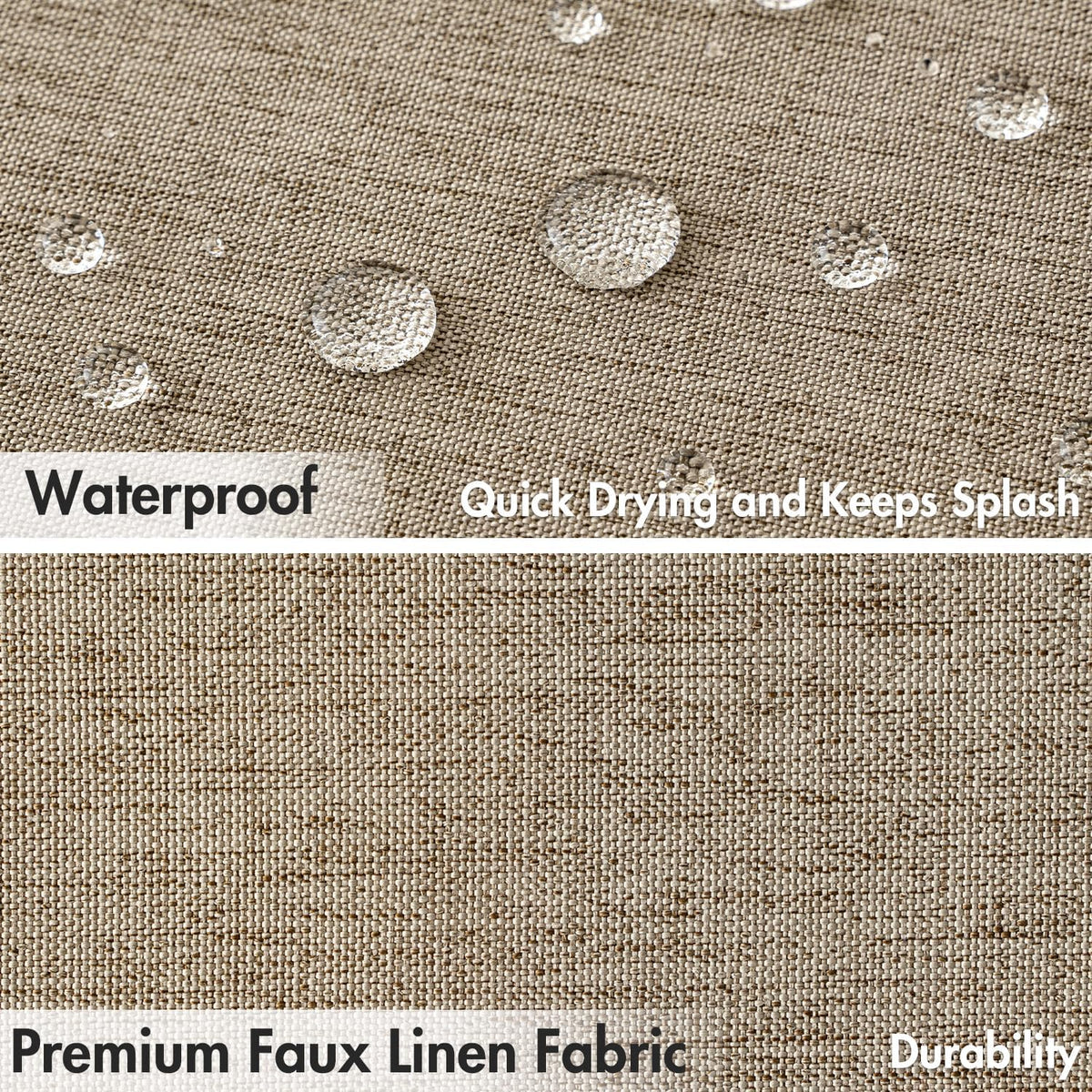 Beige Scalloped Shower Curtain Linen Textured with 12 Metal Hooks Cute Heavy Duty Washable Waterproof Neutral Thick Cloth Shower Curtains with Black Border for Bathroom Bathtub,W72*L72 Cream