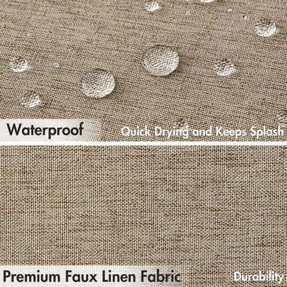 Beige Scalloped Shower Curtain Linen Textured with 12 Metal Hooks Cute Heavy Duty Washable Waterproof Neutral Thick Cloth Shower Curtains with Black Border for Bathroom Bathtub,W72*L72 Cream