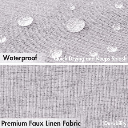 Beige Scalloped Shower Curtain Linen Textured with 12 Metal Hooks Cute Heavy Duty Washable Waterproof Neutral Thick Cloth Shower Curtains with Black Border for Bathroom Bathtub,W72*L72 Cream