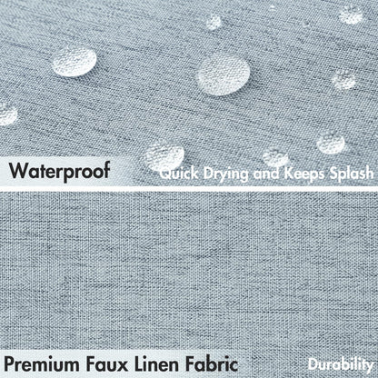Beige Scalloped Shower Curtain Linen Textured with 12 Metal Hooks Cute Heavy Duty Washable Waterproof Neutral Thick Cloth Shower Curtains with Black Border for Bathroom Bathtub,W72*L72 Cream