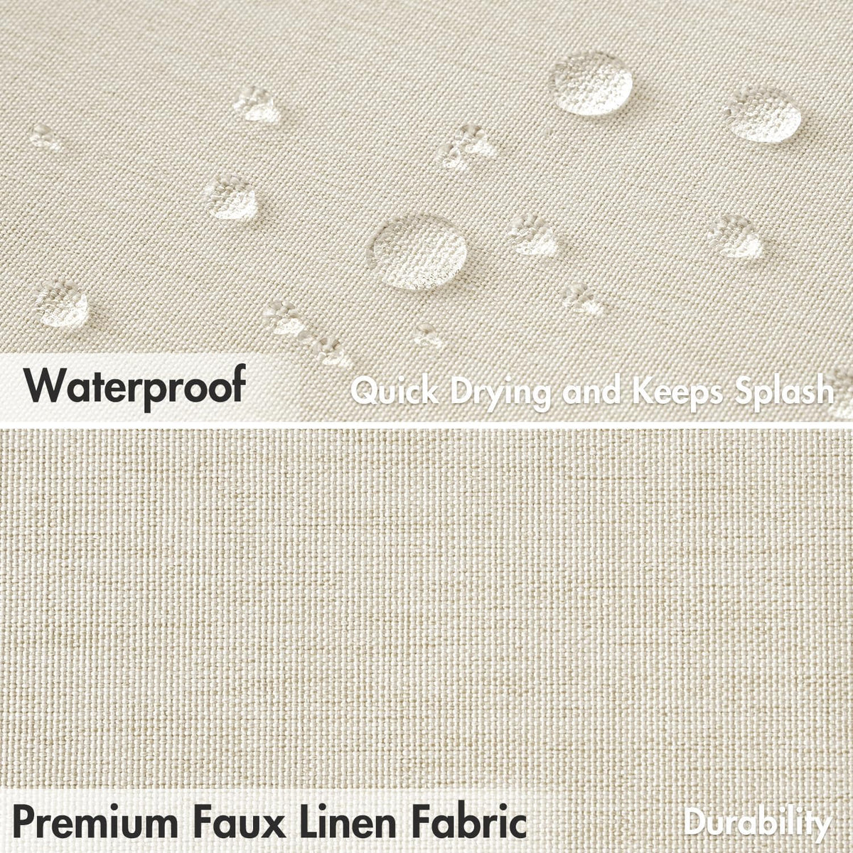 Beige Scalloped Shower Curtain Linen Textured with 12 Metal Hooks Cute Heavy Duty Washable Waterproof Neutral Thick Cloth Shower Curtains with Black Border for Bathroom Bathtub,W72*L72 Cream