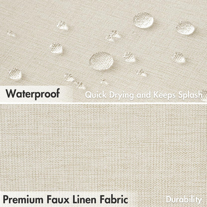Beige Scalloped Shower Curtain Linen Textured with 12 Metal Hooks Cute Heavy Duty Washable Waterproof Neutral Thick Cloth Shower Curtains with Black Border for Bathroom Bathtub,W72*L72 Cream