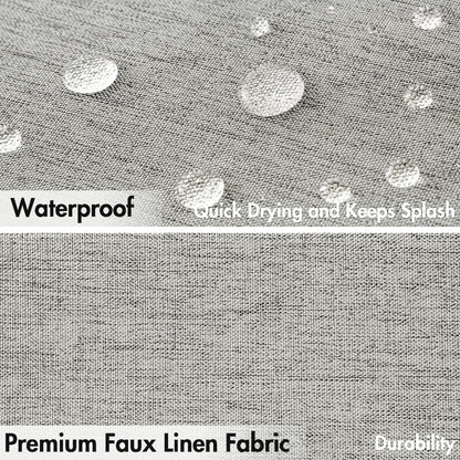 Beige Scalloped Shower Curtain Linen Textured with 12 Metal Hooks Cute Heavy Duty Washable Waterproof Neutral Thick Cloth Shower Curtains with Black Border for Bathroom Bathtub,W72*L72 Cream