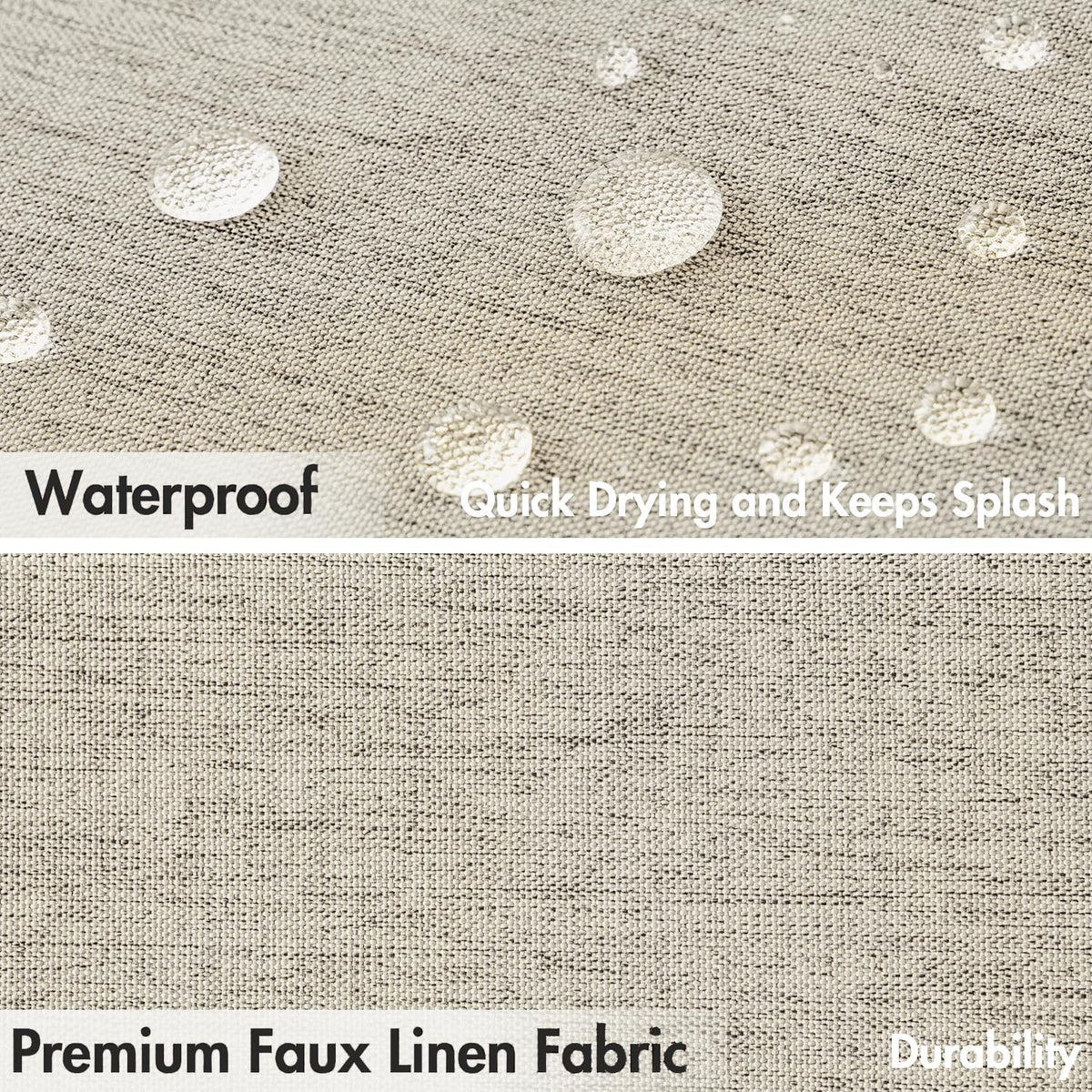Beige Scalloped Shower Curtain Linen Textured with 12 Metal Hooks Cute Heavy Duty Washable Waterproof Neutral Thick Cloth Shower Curtains with Black Border for Bathroom Bathtub,W72*L72 Cream