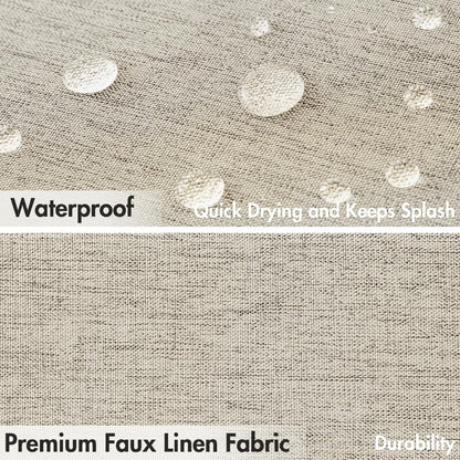 Beige Scalloped Shower Curtain Linen Textured with 12 Metal Hooks Cute Heavy Duty Washable Waterproof Neutral Thick Cloth Shower Curtains with Black Border for Bathroom Bathtub,W72*L72 Cream