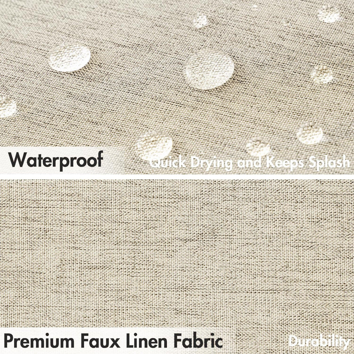 Beige Scalloped Shower Curtain Linen Textured with 12 Metal Hooks Cute Heavy Duty Washable Waterproof Neutral Thick Cloth Shower Curtains with Black Border for Bathroom Bathtub,W72*L72 Cream